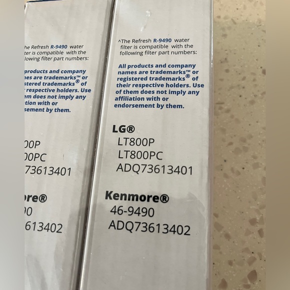 4 New/sealed Refresh Refrigerator Water Filters (LG LT800P / Kenmore 46-9490 - Picture 2 of 5